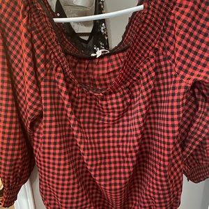 Buffalo plaid off the shoulder too